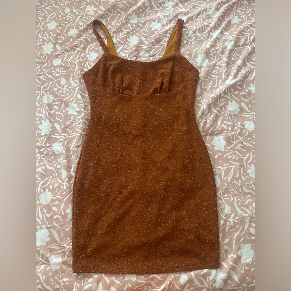 Orange Sparkly mini dress